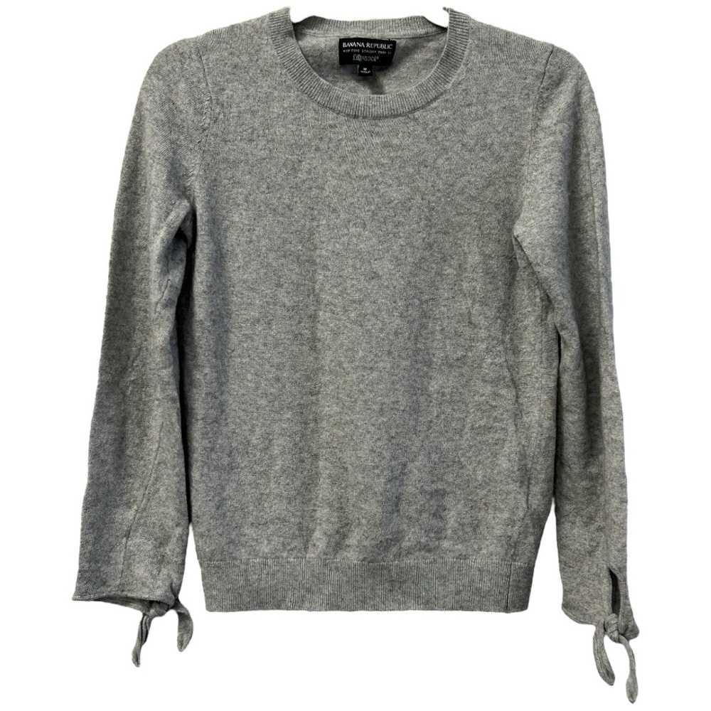 Banana Republic By Filpucci Women's Tie Sleeve Gray Wool Blend Sweater Sz M